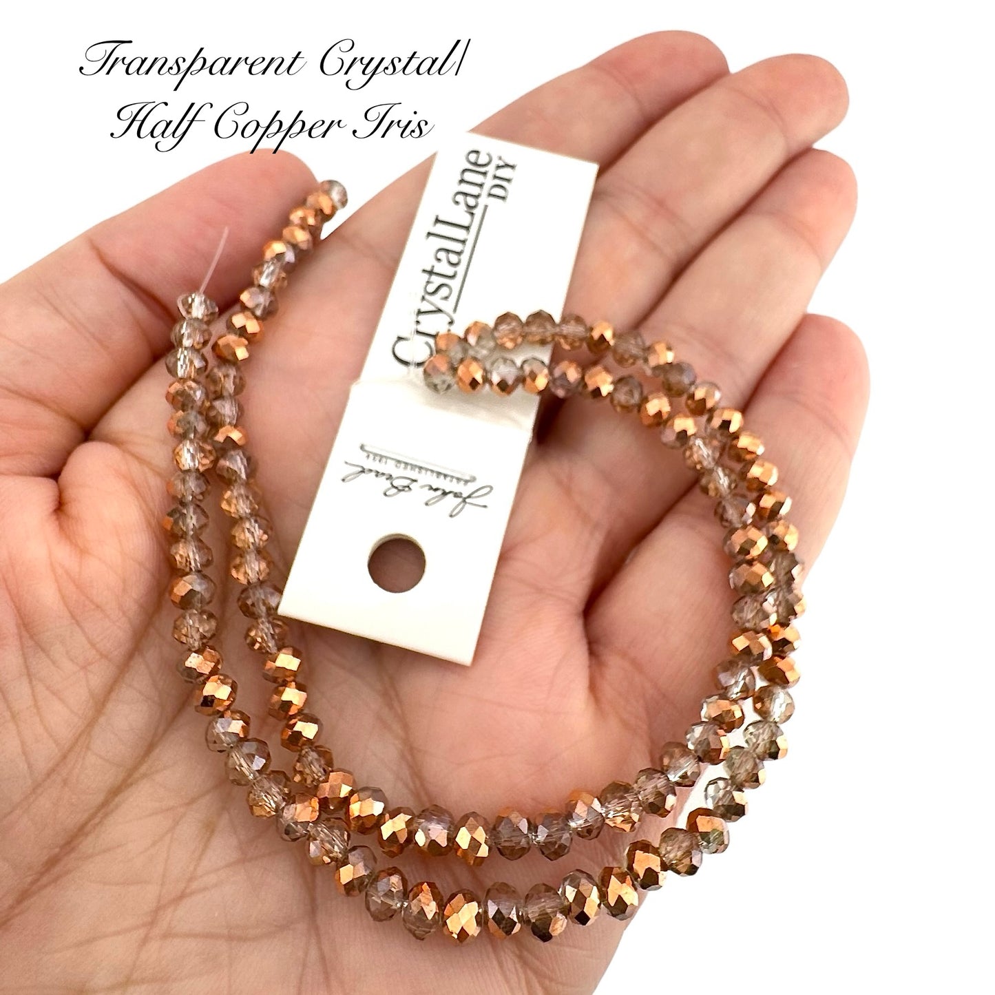 Half Transparent Crystal/Half Copper Iris - Crystal Lane (3mm x 4mm)
