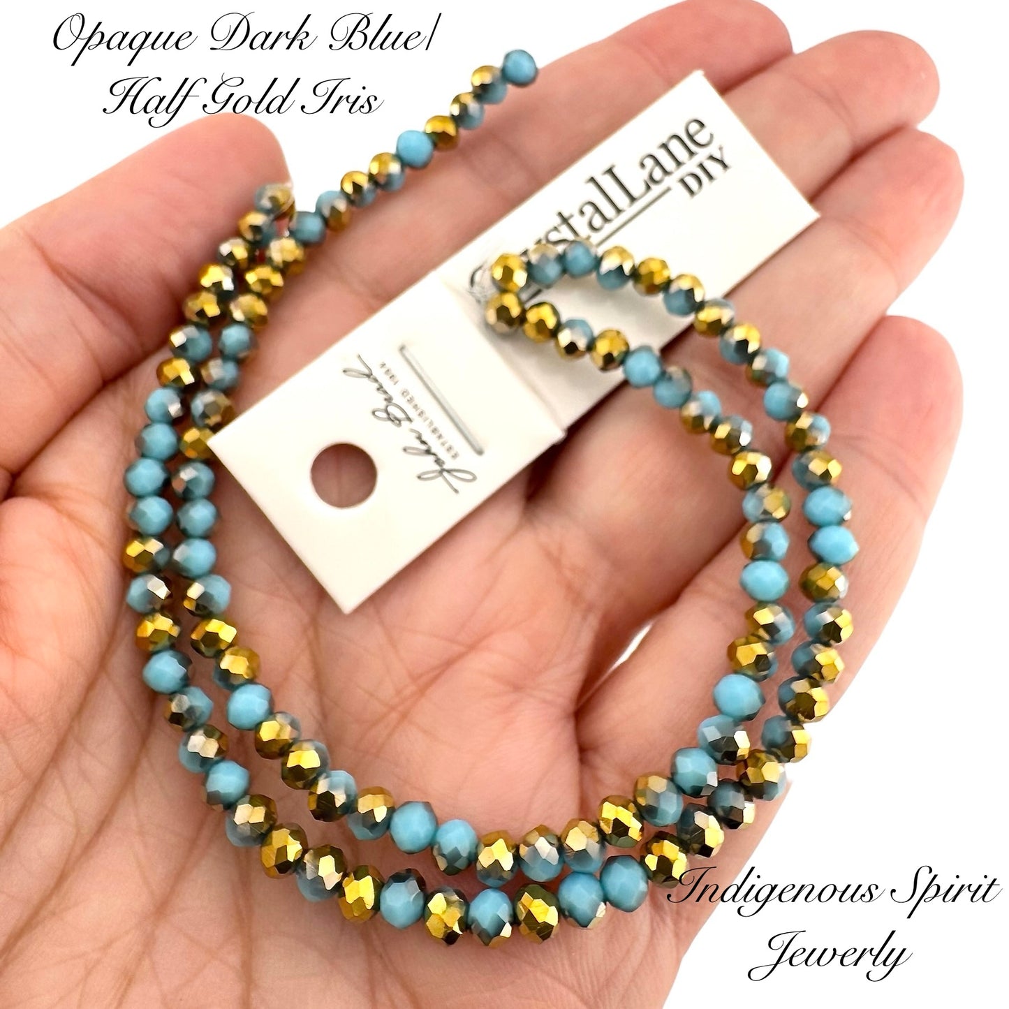 Opaque Dark Blue/Half Gold Iris - Crystal Lane (3mm x 4mm)