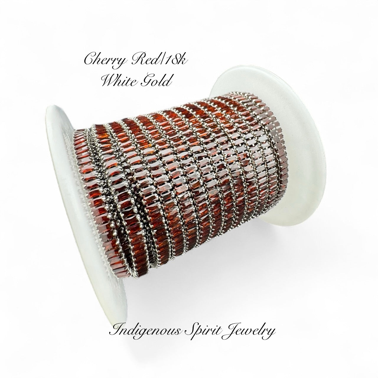 Cherry Red/18k White Gold Plated Baguette Cubic Zirconia Banding