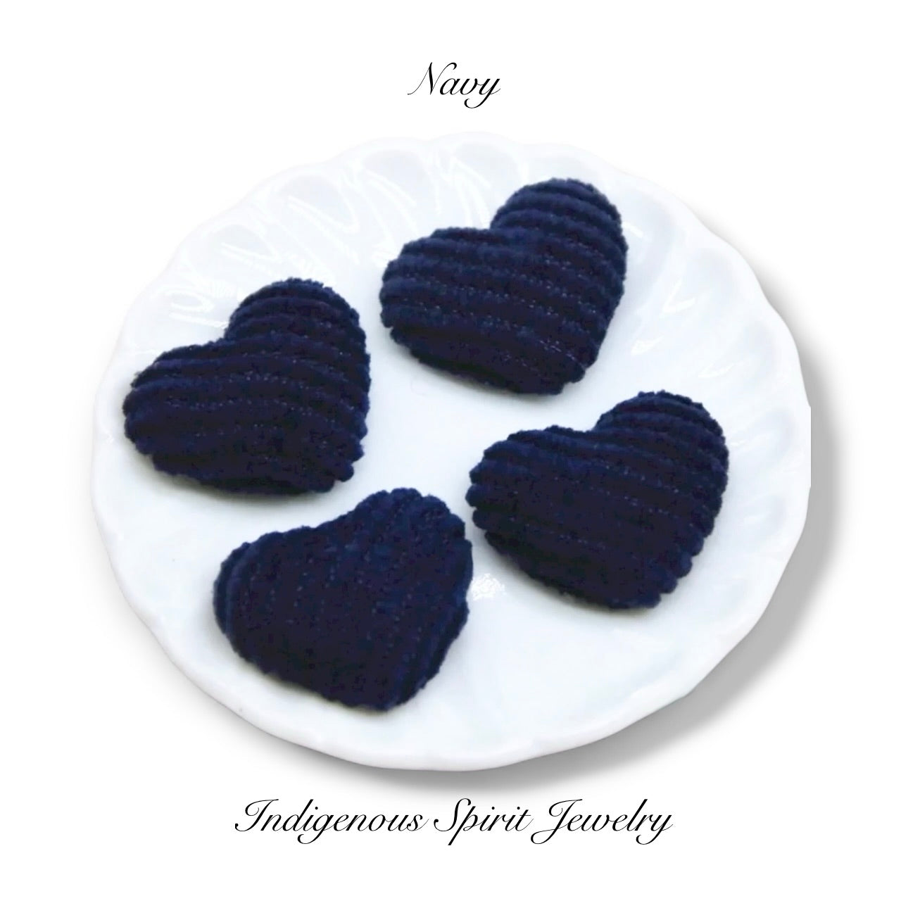 Corduroy Heart Flat Back Cabochons