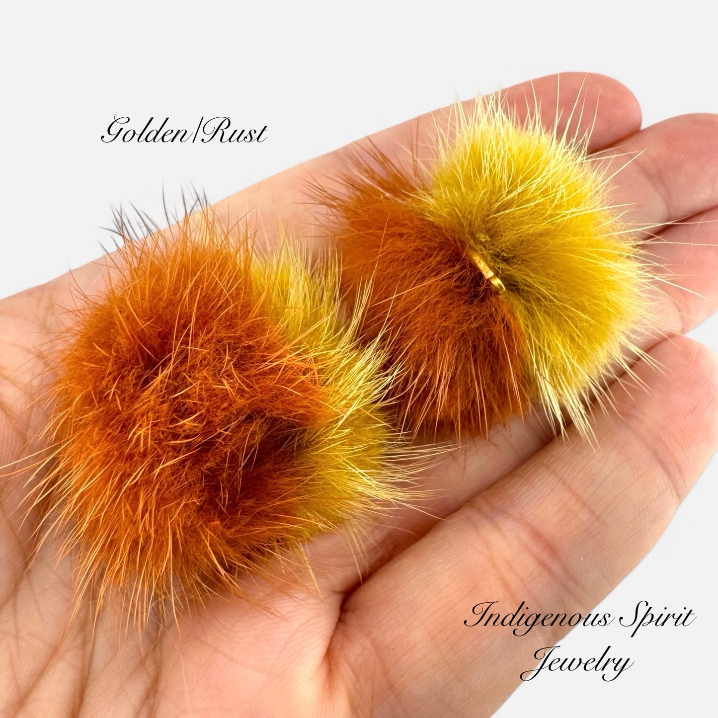 2 colour - Mink Fur Balls with Connectors