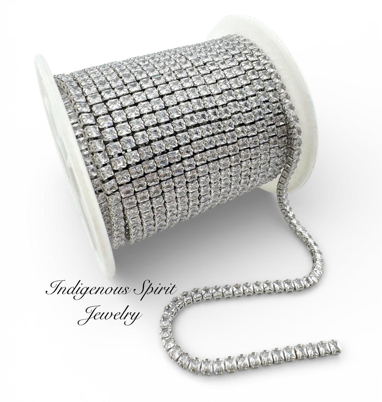 2.5 Square Crystal 18k White Gold Plated Cubic Zirconia Banding