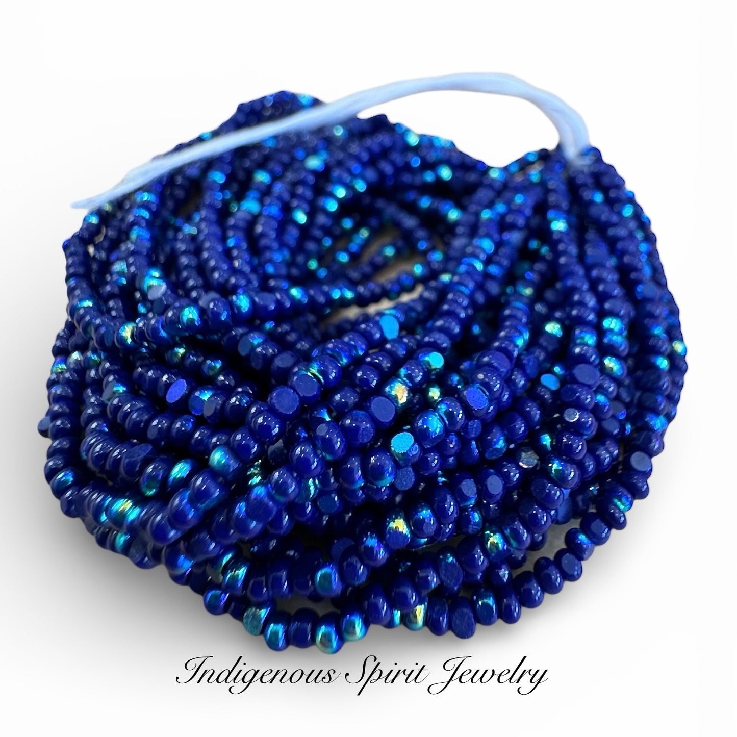 Patina Opaque Dark Blue Navy AB - 2-Cut Charlotte Cut Beads (11/0)