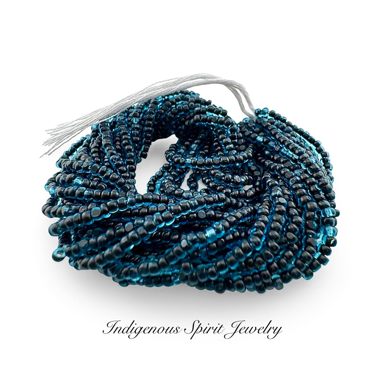 Aqua Jet Lined 2-Cut Charlotte Cut Beads