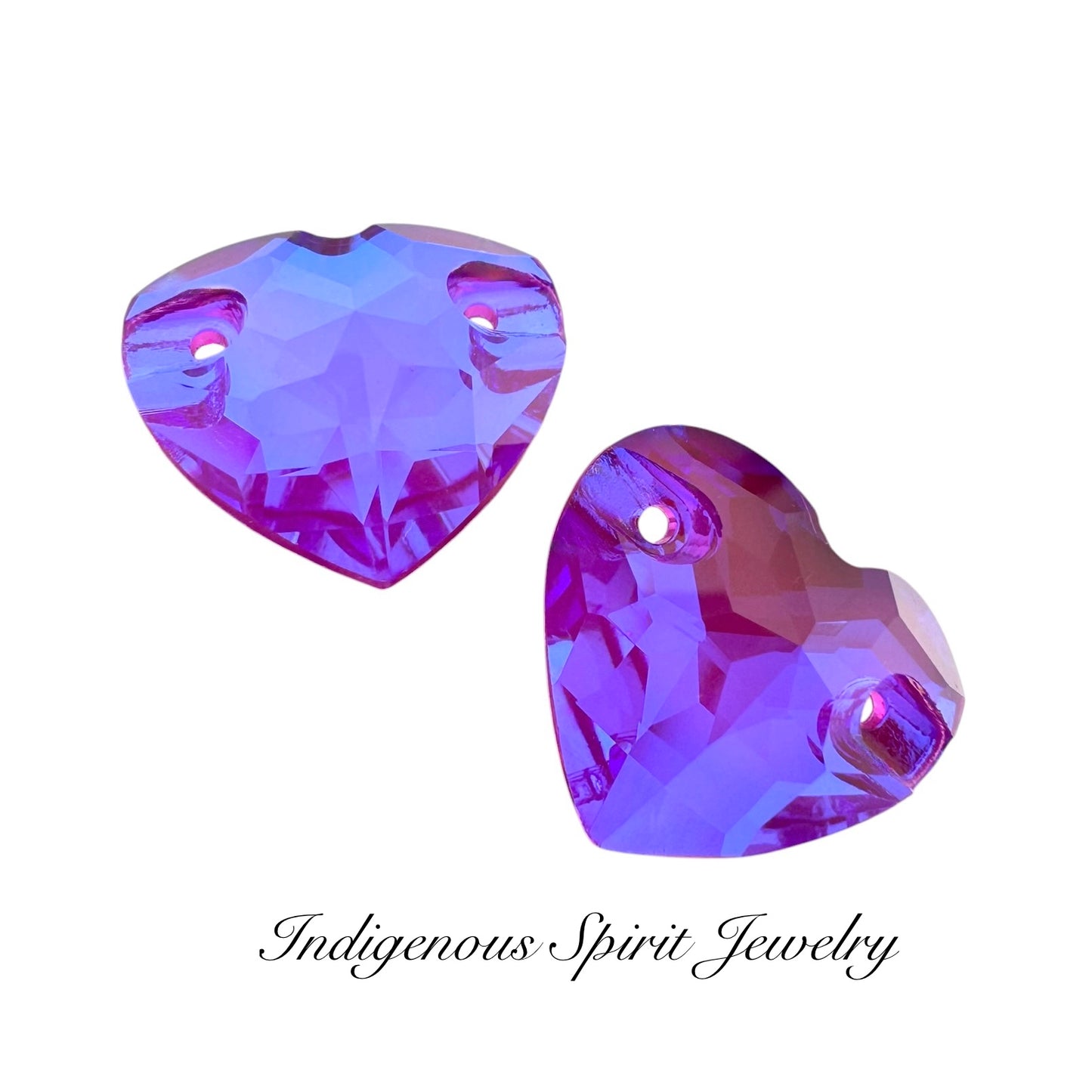 Purple Mocha AB Sew-on Heart K9 Crystal Cabochons