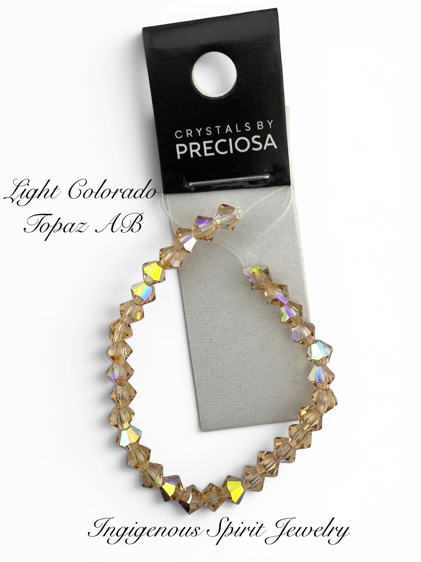 4mm Light Colorado Topaz AB - Preciosa Bicone Beads