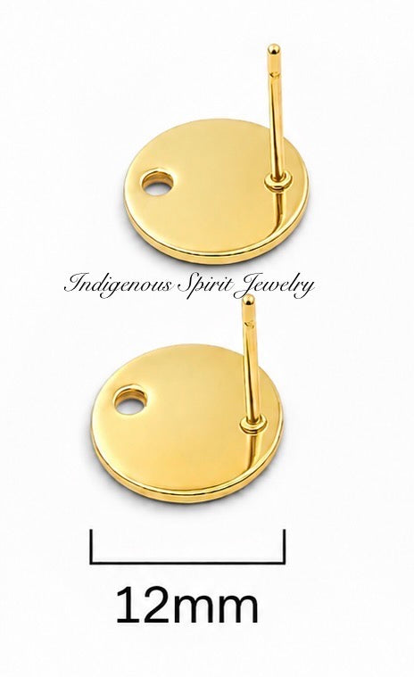 Gold Plated Stainless Steel Round Post Findings (10 Pair Pack)