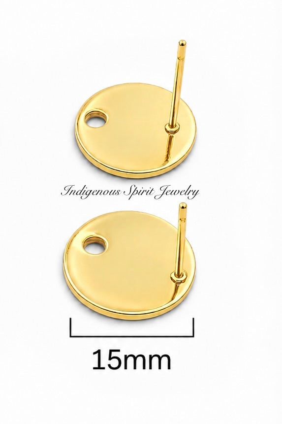 Gold Plated Stainless Steel Round Post Findings (10 Pair Pack)