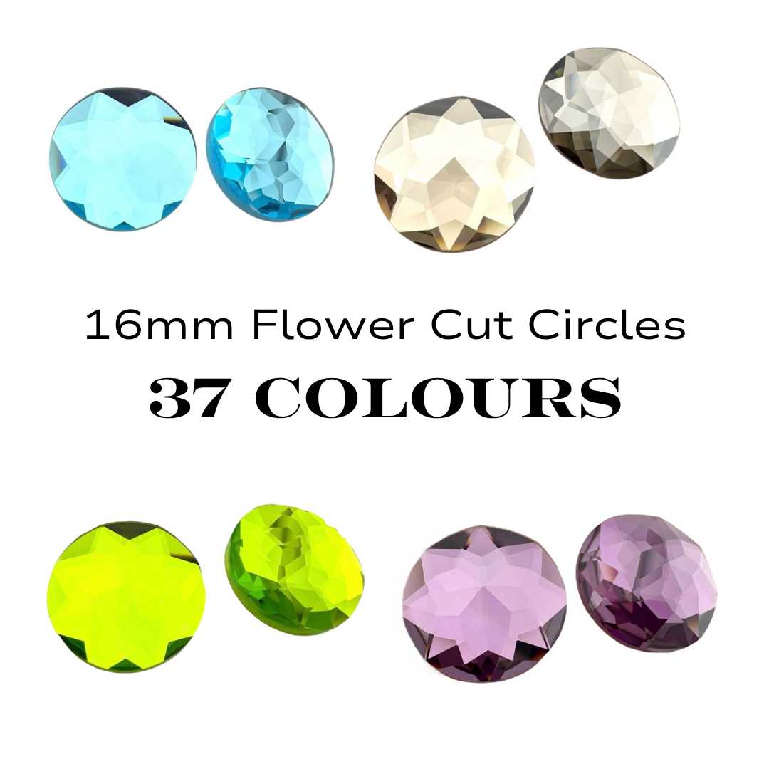COLLECTION - 16mm Circle Flower Cut K9 Crystal Cabochons