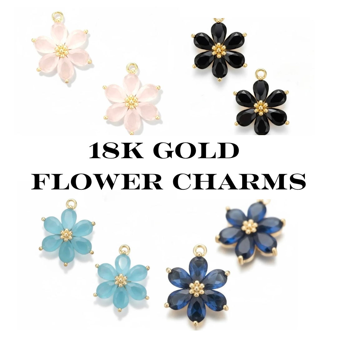 18k Gold Plated Flower Charms