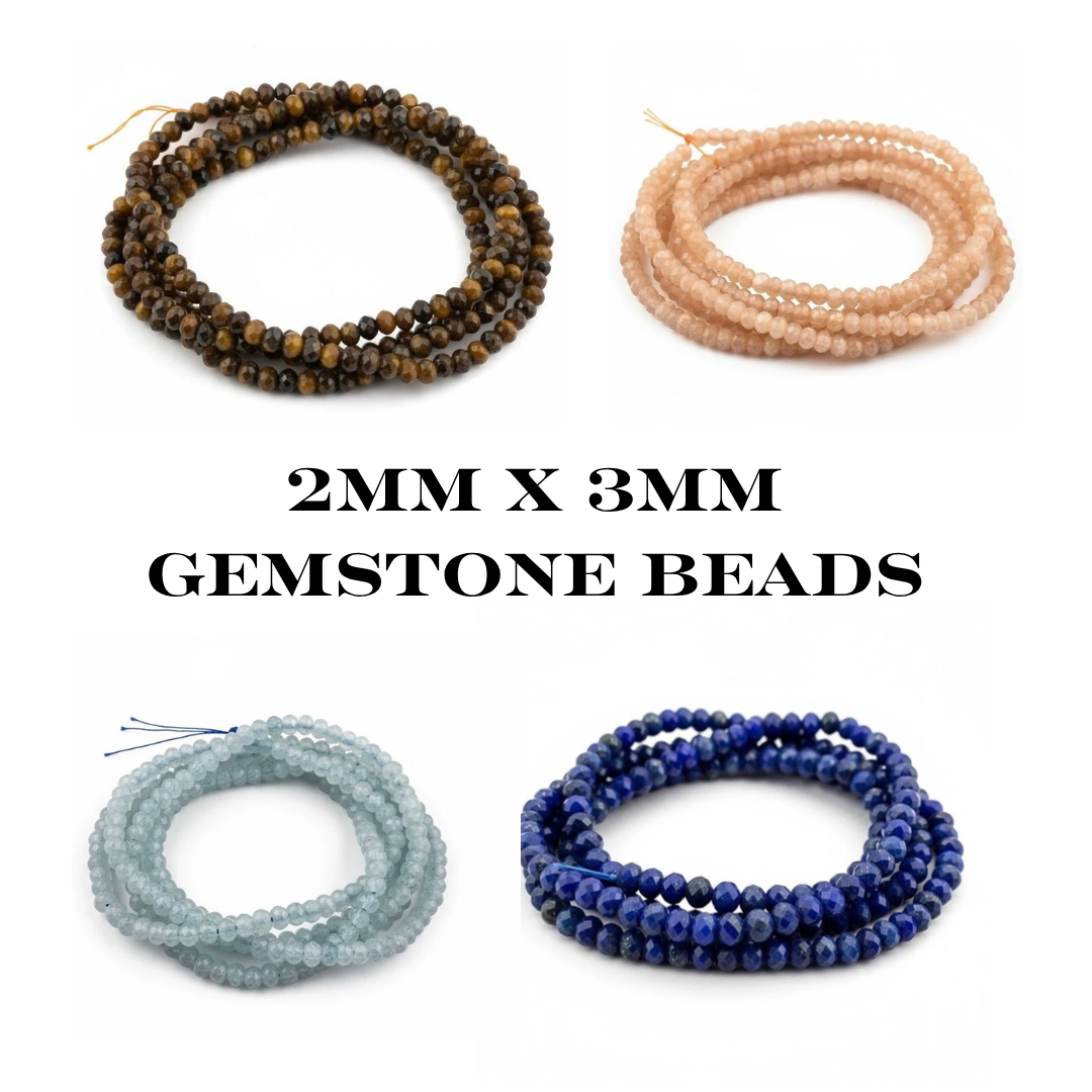 Faceted Gemstone Beads (2mm x 3mm)