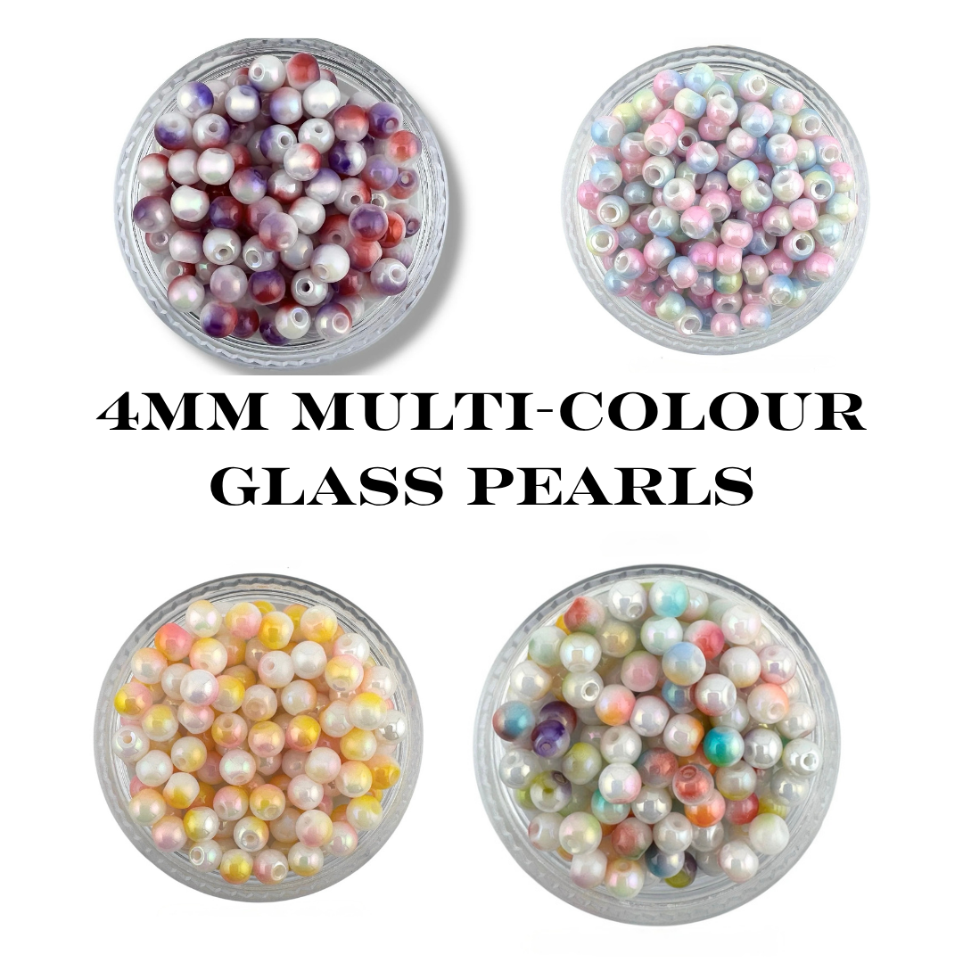 4mm Multi-coloured Glass Pearls