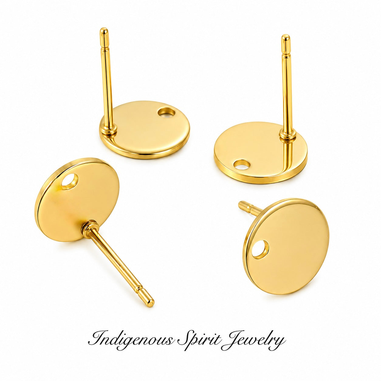 Gold Plated Stainless Steel Round Post Findings (10 Pair Pack)