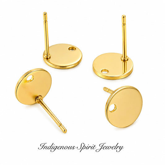 Gold Stainless Steel Round Post Findings (10 Pair Pack)