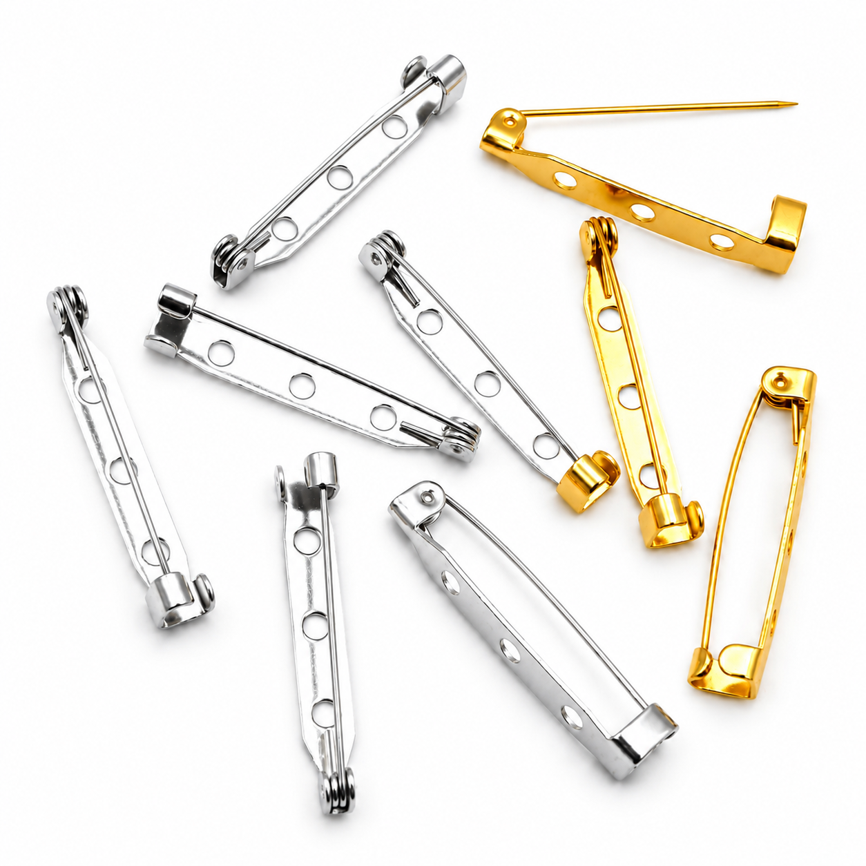 Mixed Pack 25mm - 316 Surgical Stainless Steel Pin Back Bar Findings (18 Piece Pack)