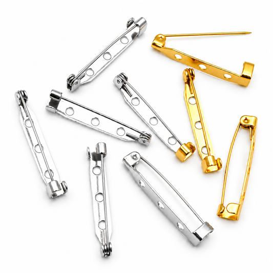 Mixed Pack 25mm - 316 Surgical Stainless Steel Pin Back Bar Findings (18 Piece Pack)