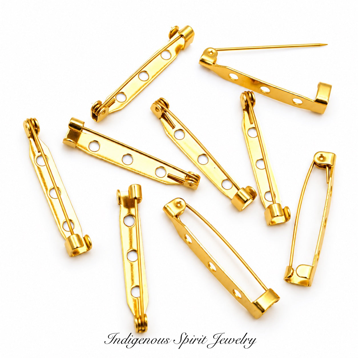 316 PVD Gold Plated Surgical Stainless Steel Pin Back Bar Findings (18 Piece Pack)