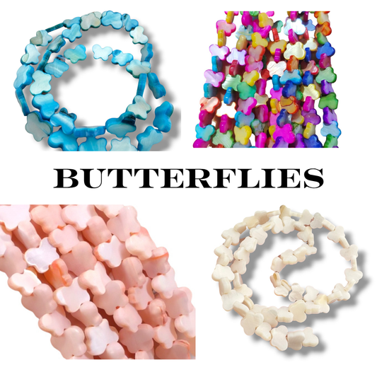 Mother Of Pearl Shell Butterflies (8mm x 11mm)