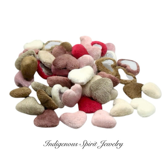Fuzzy Velvet Heart Flat Back Cabochons