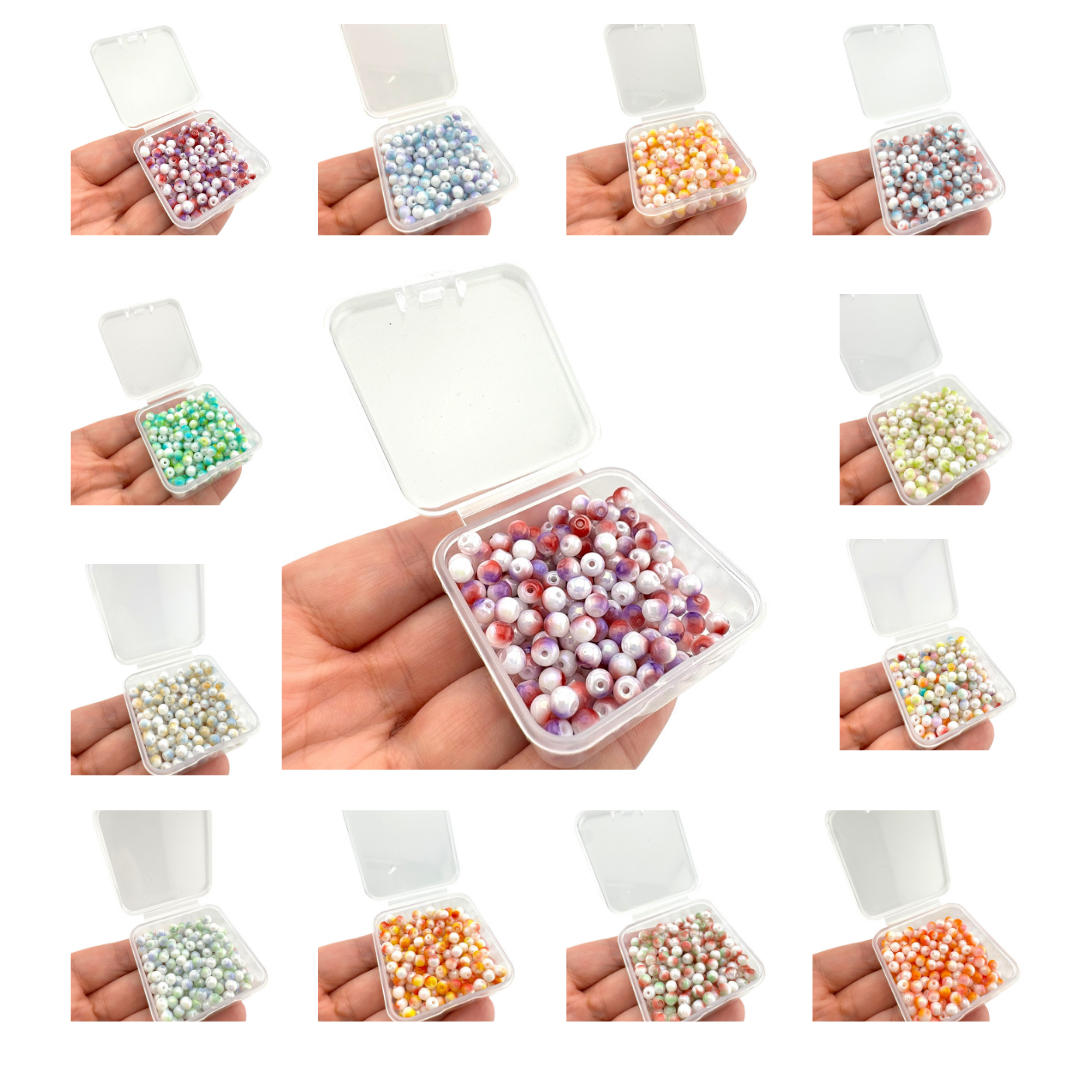 4mm Multi-colour Glass Pearl Beads - 20g box (12 colours!)