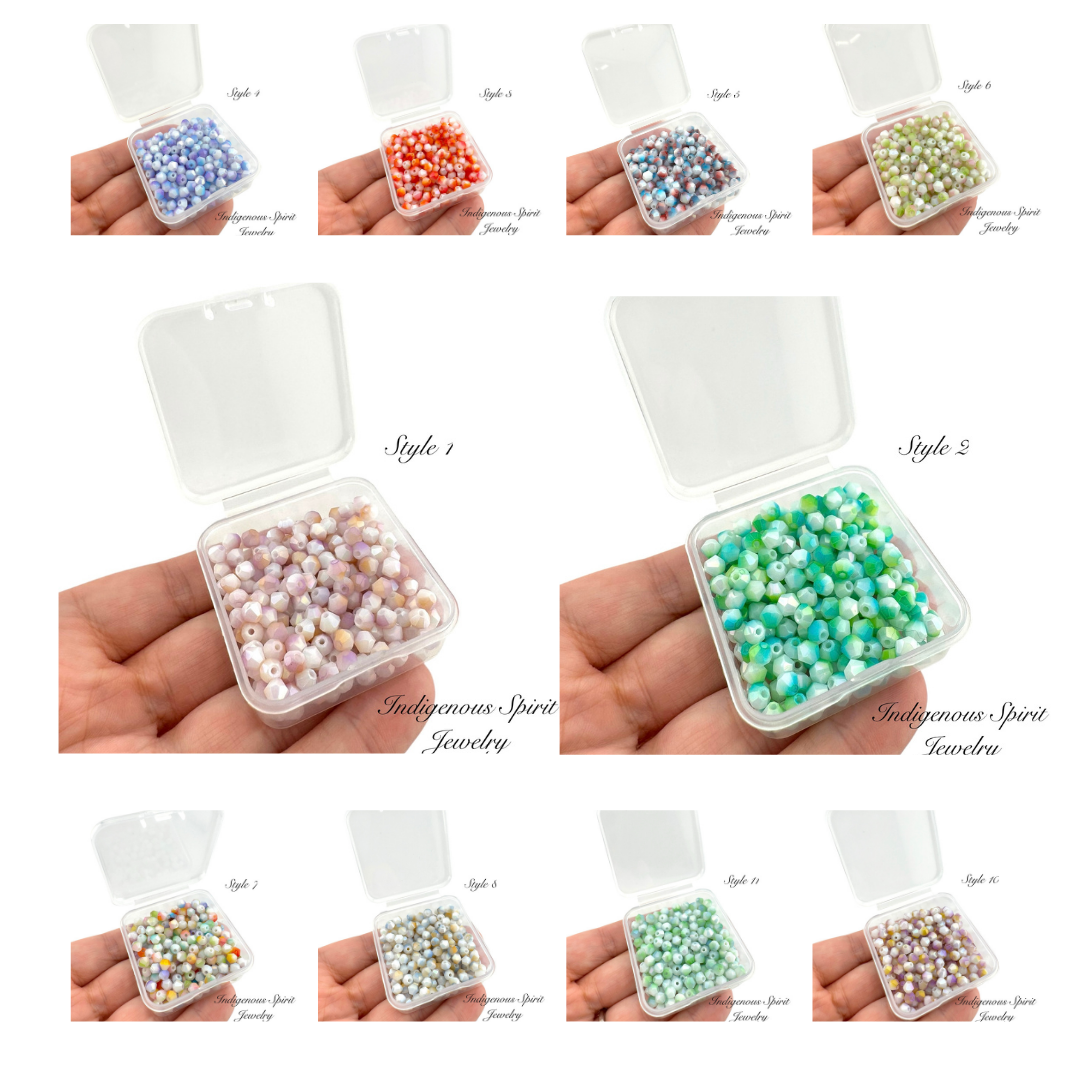4mm Multi-colour Glass Bicone Beads - 20g box (11 colours!)