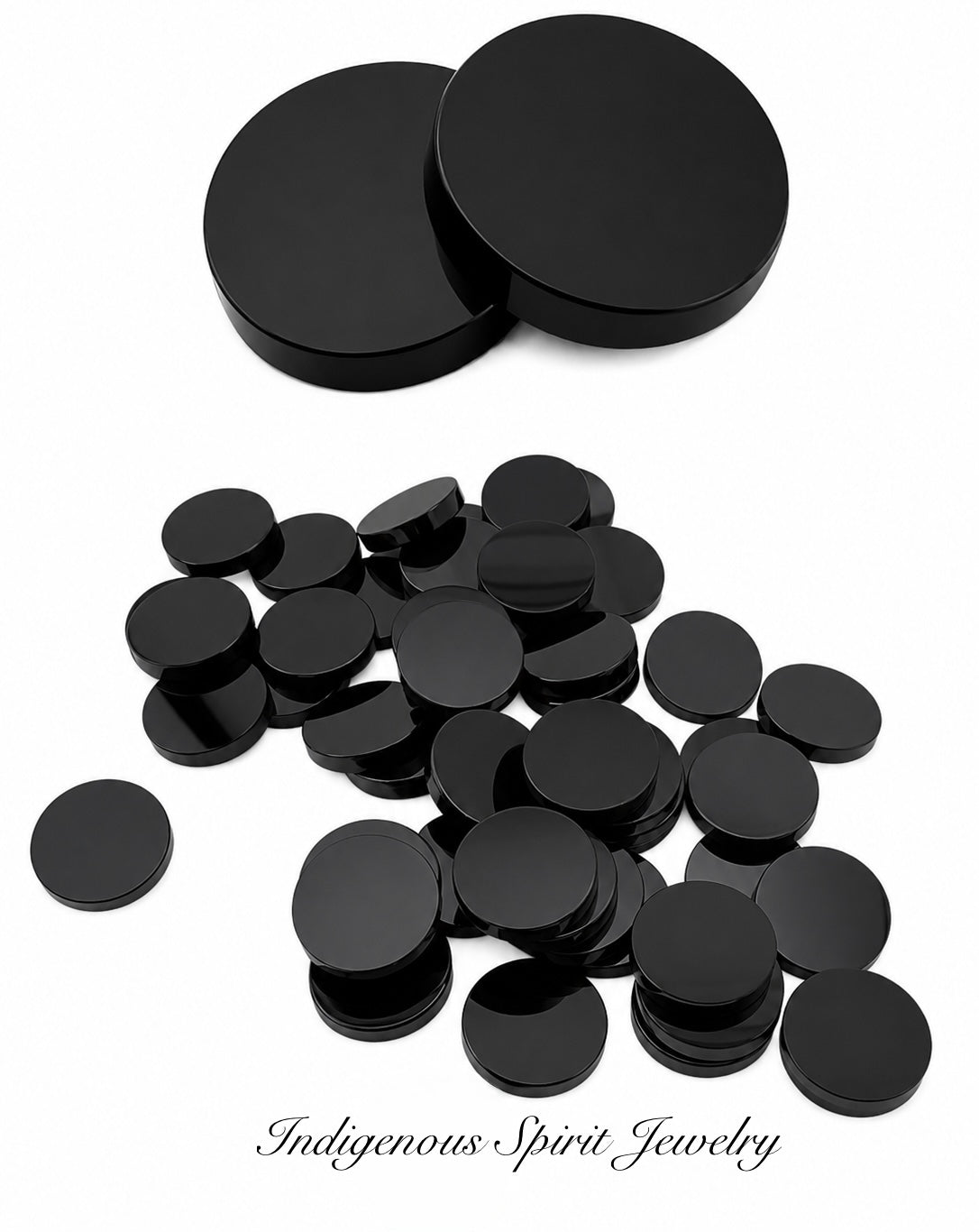 Black Onyx Round Gemstone Cabochons (10mm & 14mm)
