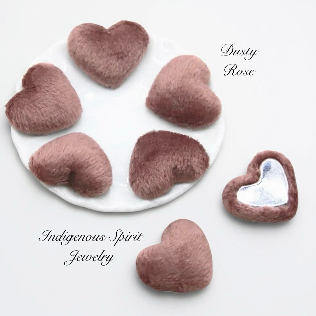 Fuzzy Velvet Heart Flat Back Cabochons