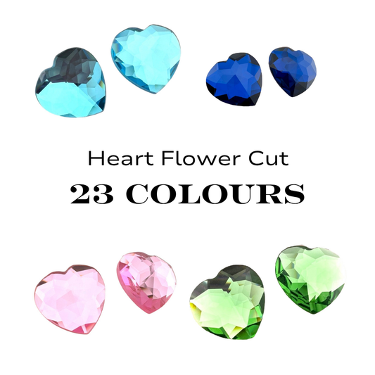 COLLECTION  - 16mm Heart Flower Cut K9 Crystal Cabochons