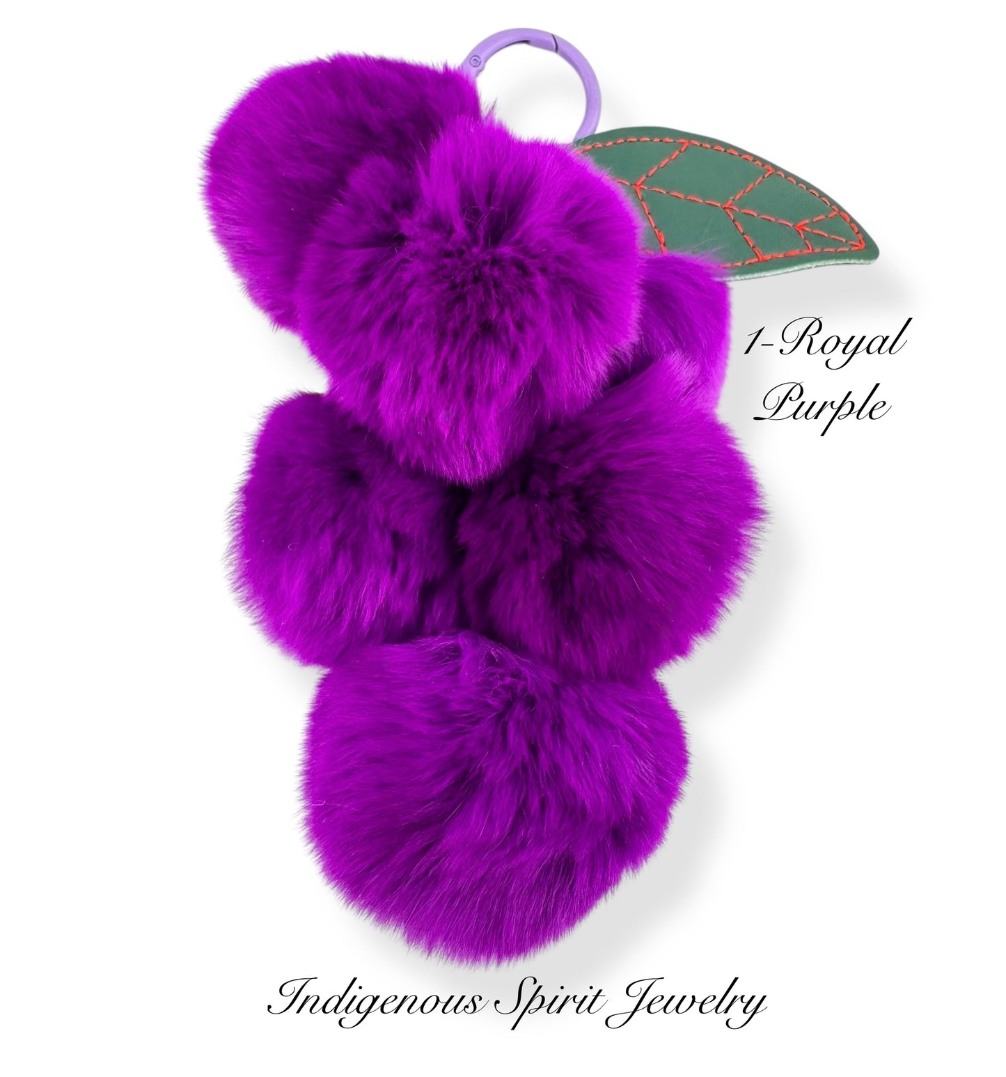 Grape Bunch Rabbit Fur Pom Pom Keychain