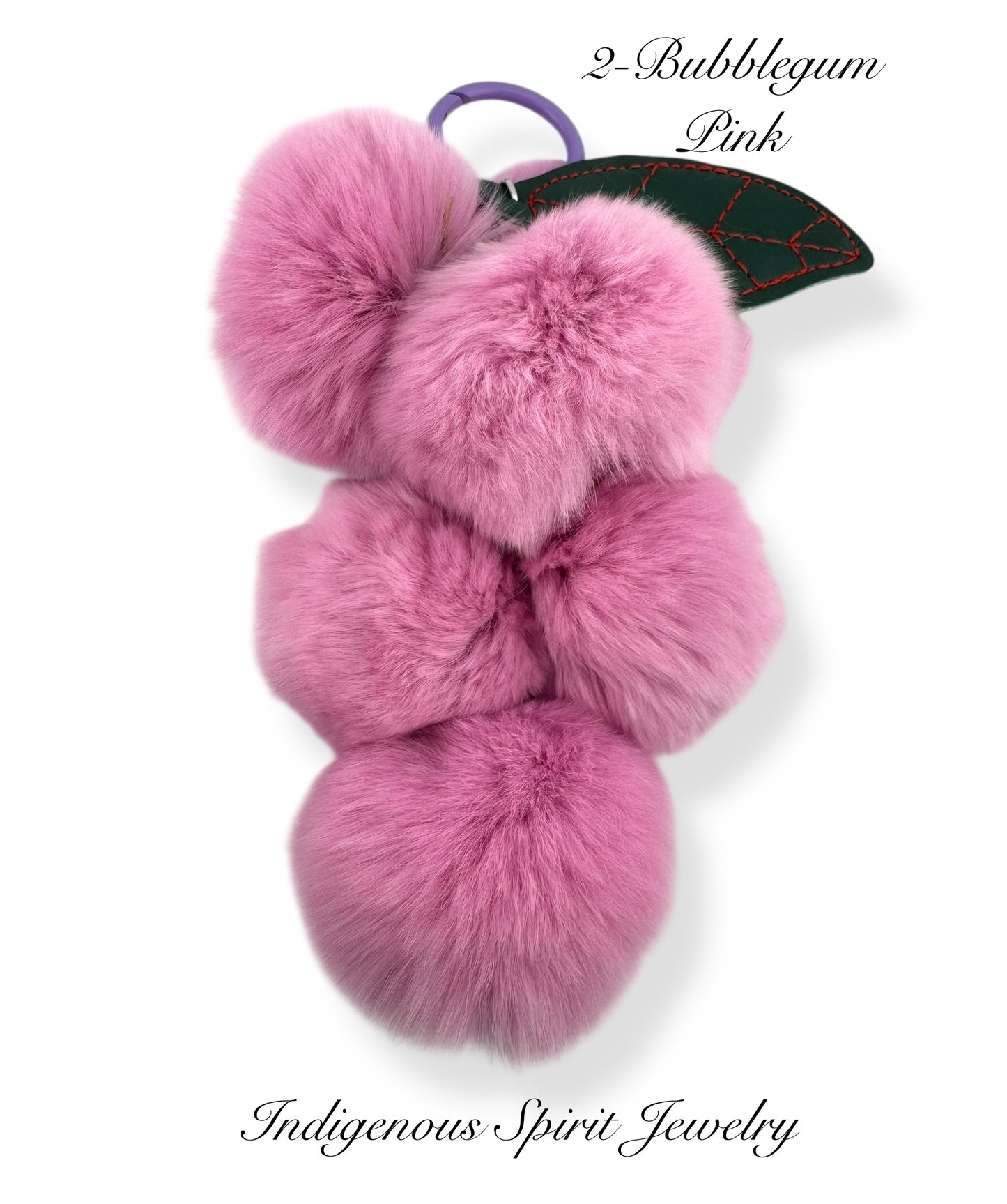 Grape Bunch Rabbit Fur Pom Pom Keychain
