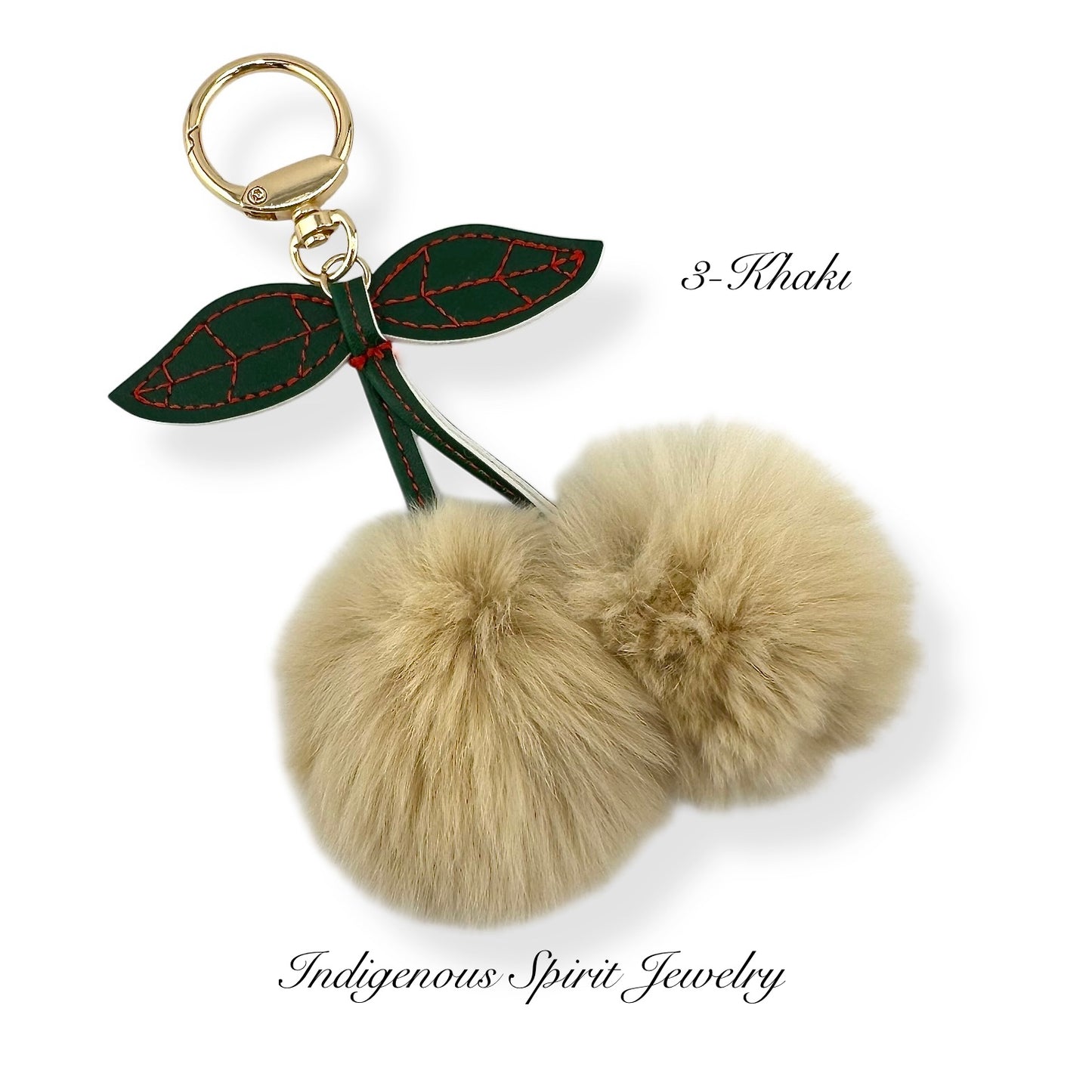 Cherry Shaped Rabbit Fur Pom Pom Keychain