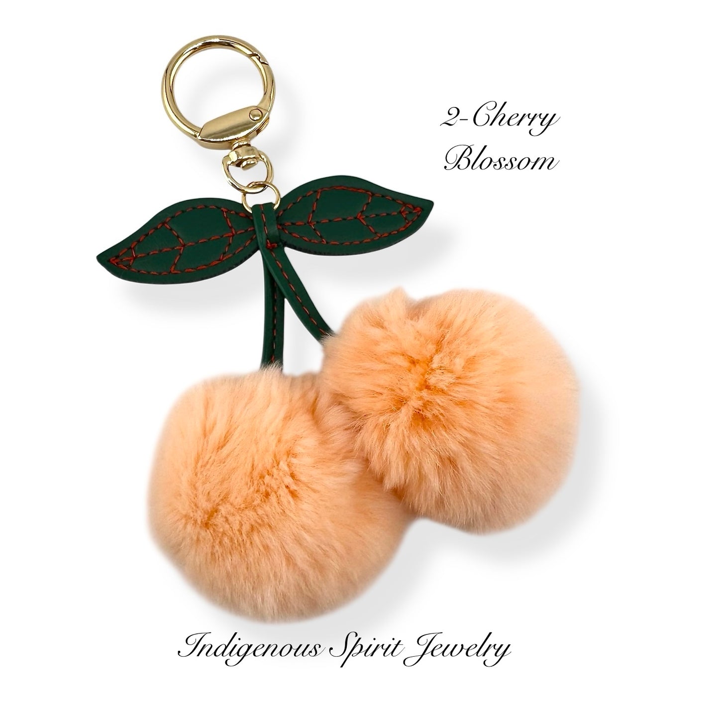 Cherry Shaped Rabbit Fur Pom Pom Keychain