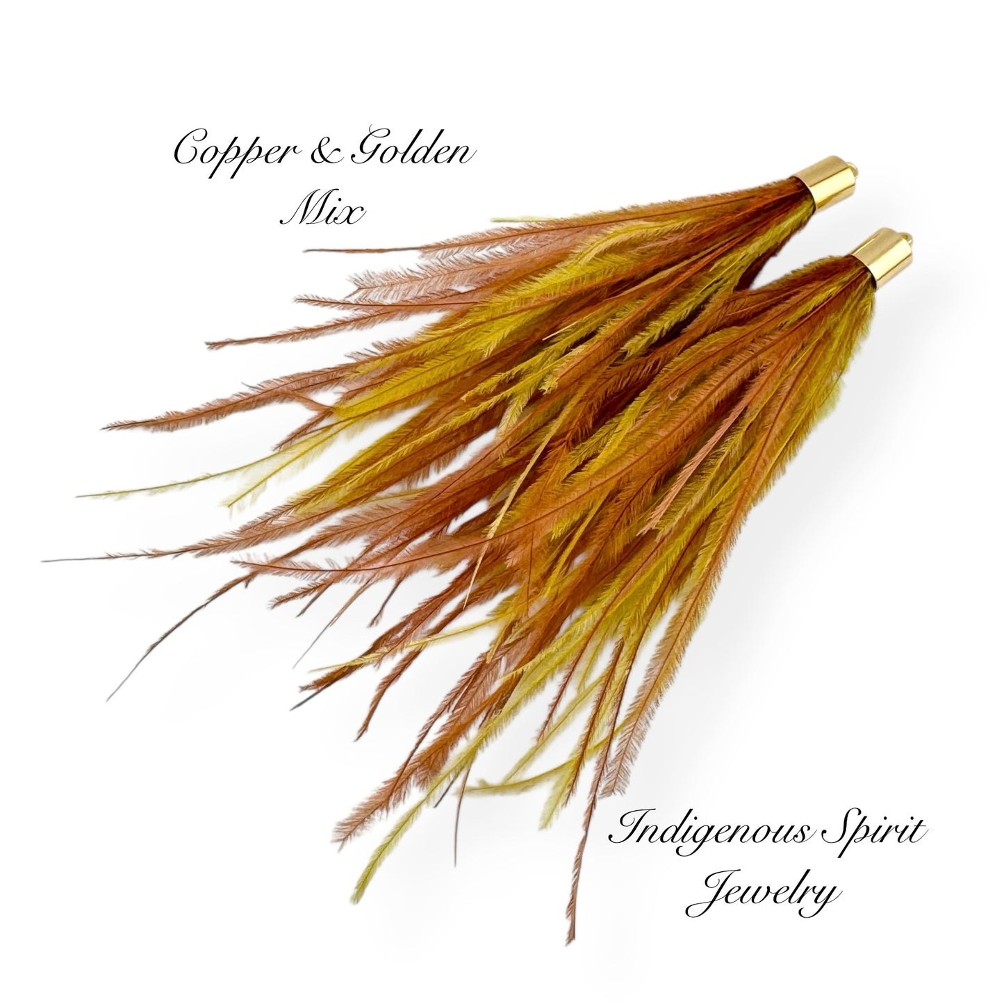 Long Thick Feathers - Wide Top Gold Base Connectors
