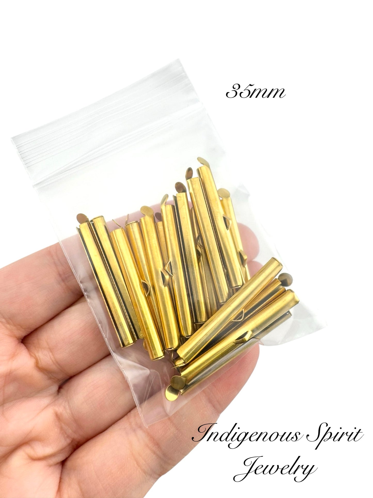 Stainless Steel Tube Slider End Cap GOLD - Crimp Slide Ends (20 pieces)