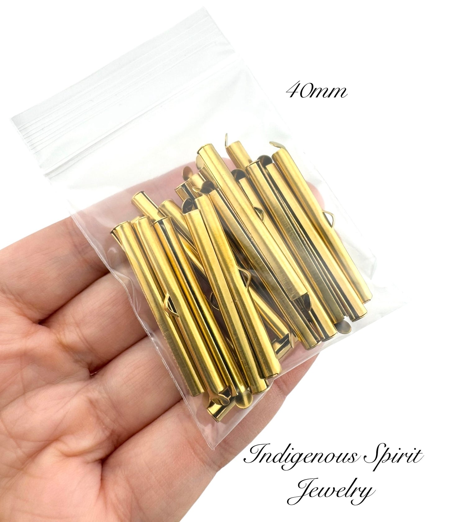 Stainless Steel Tube Slider End Cap GOLD - Crimp Slide Ends (20 pieces)