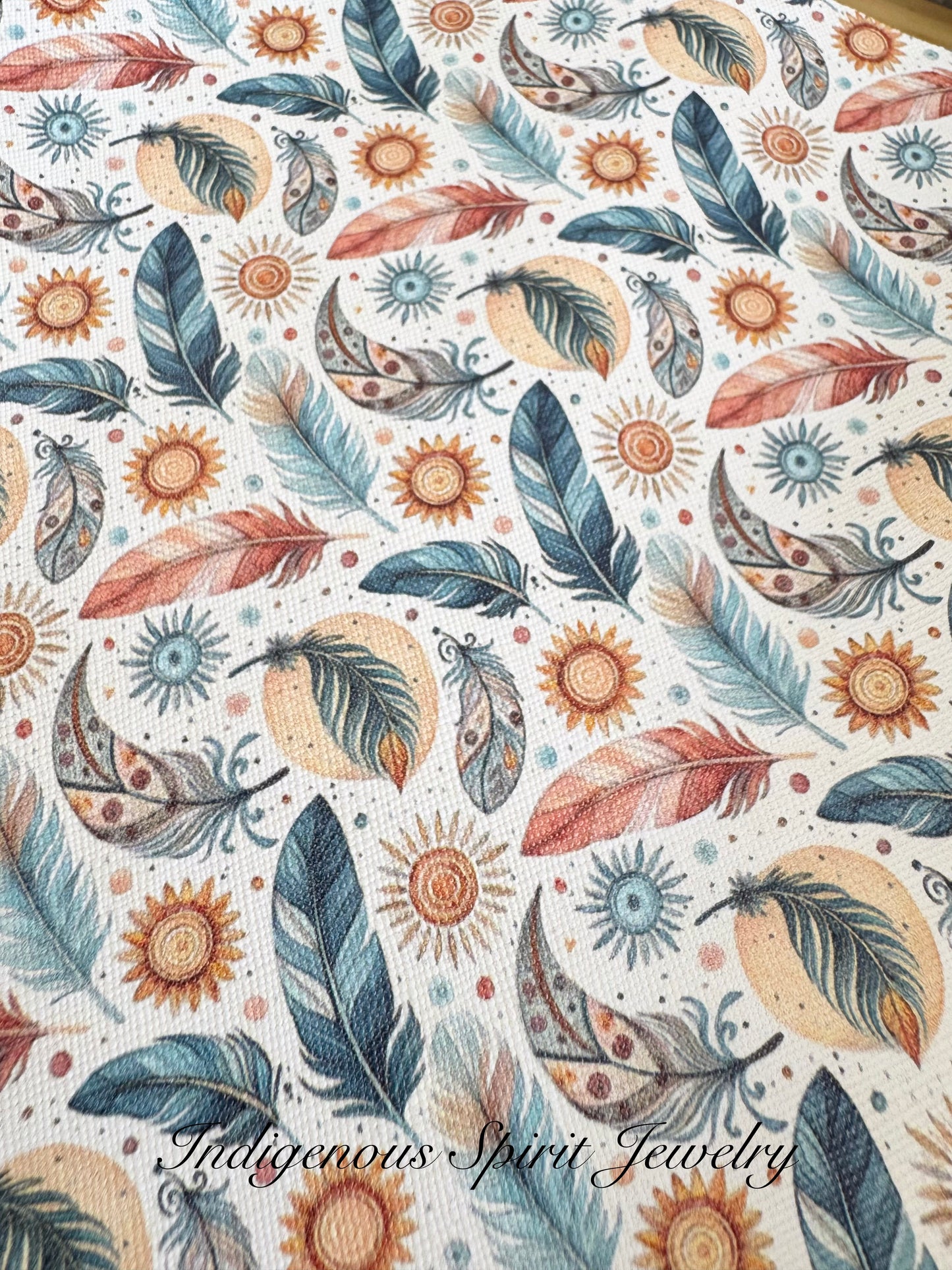 Feather Design Faux Leather Backing