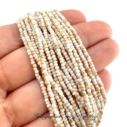 Patina Chalk White Golden Honey 2-Cut, Charlotte Cut Beads (11/0)