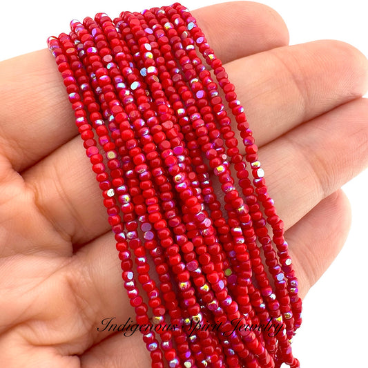 Patina Dark Red Opaque AB  2- Cut Charlotte Cut Beads (11/0)