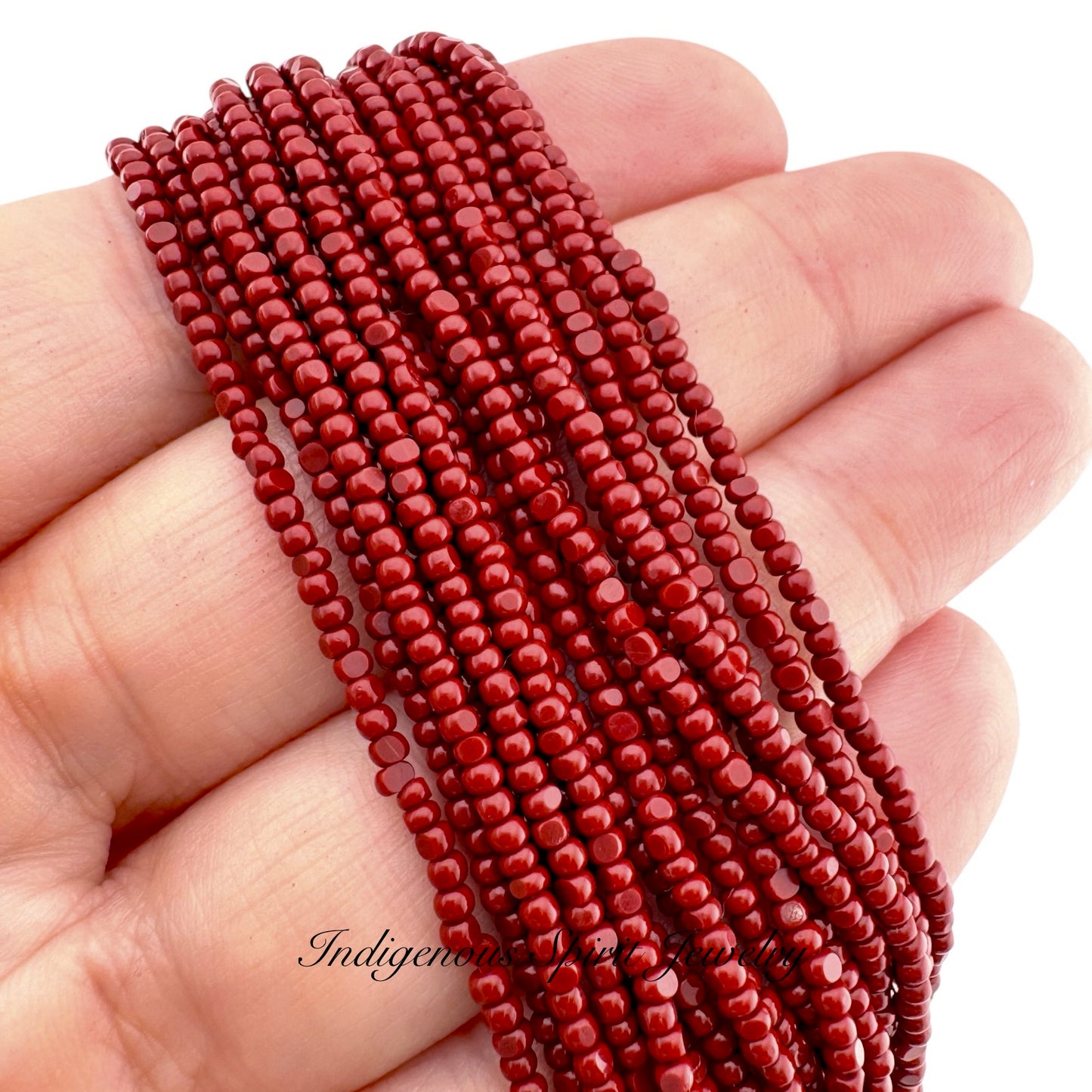 Opaque Garnet 2-Cut Charlotte Cut Beads
