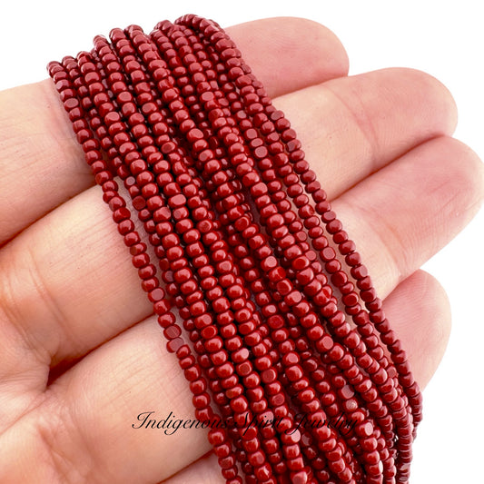 Opaque Garnet 2-Cut Charlotte Cut Beads