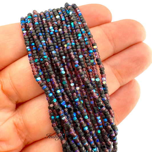 Patina Purple Matte Jet Iridescent 2-Cut Charlotte Cut Beads (11/0)