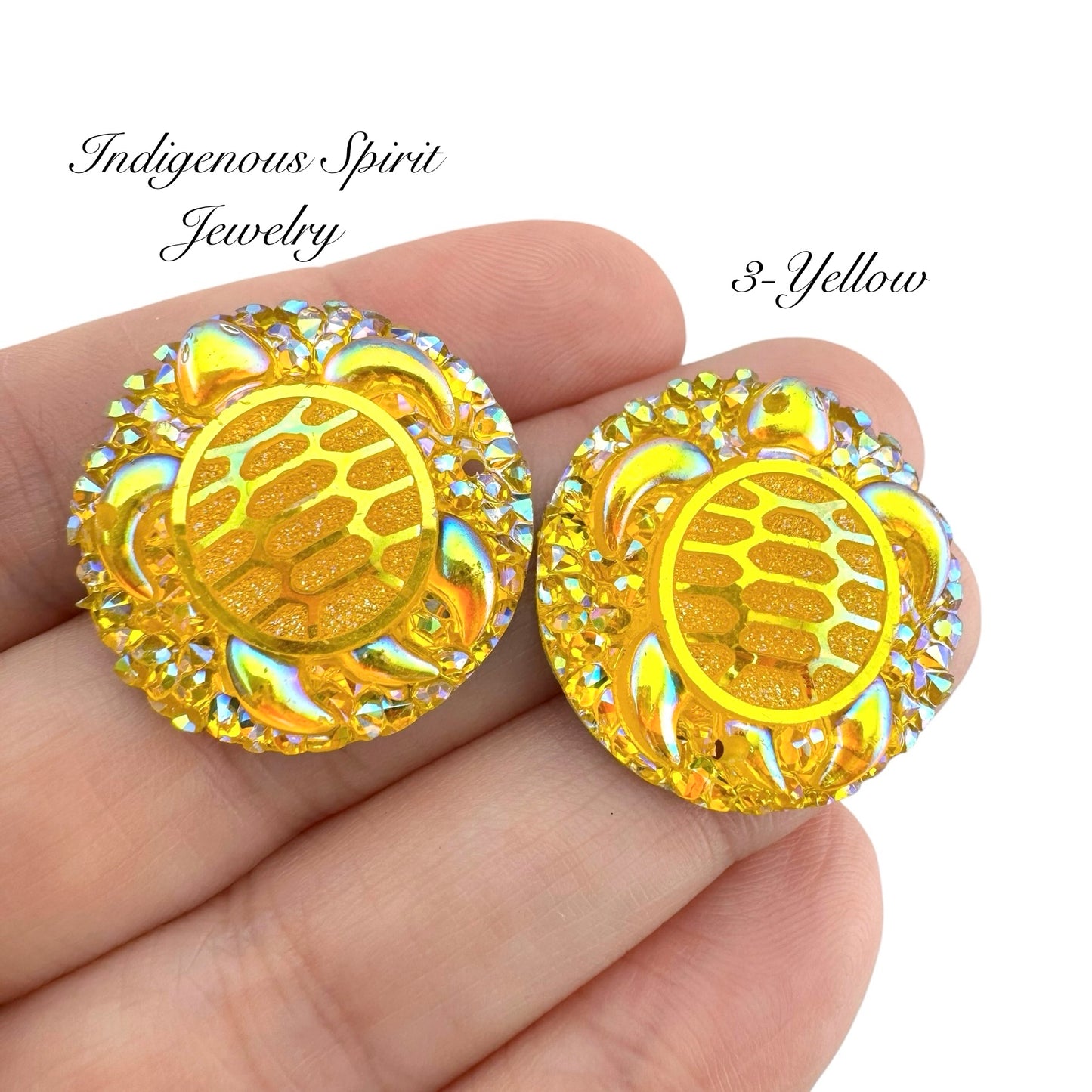 25mm Circle Turtle Resin Cabochons - Sew-on