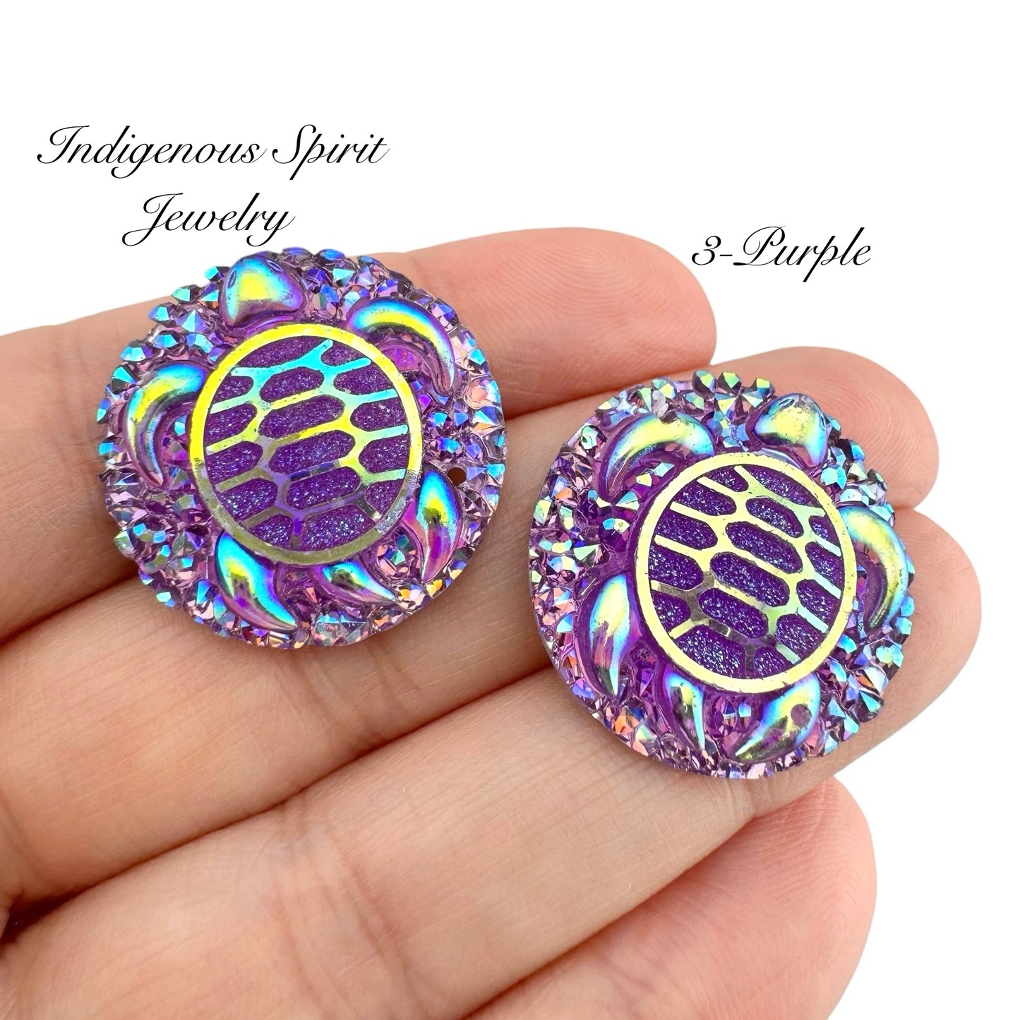 25mm Circle Turtle Resin Cabochons - Sew-on