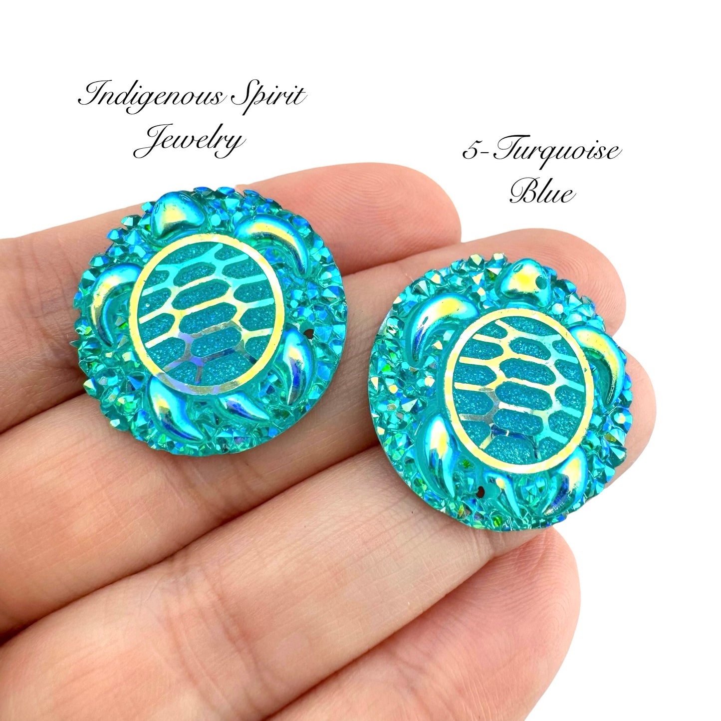 25mm Circle Turtle Resin Cabochons - Sew-on