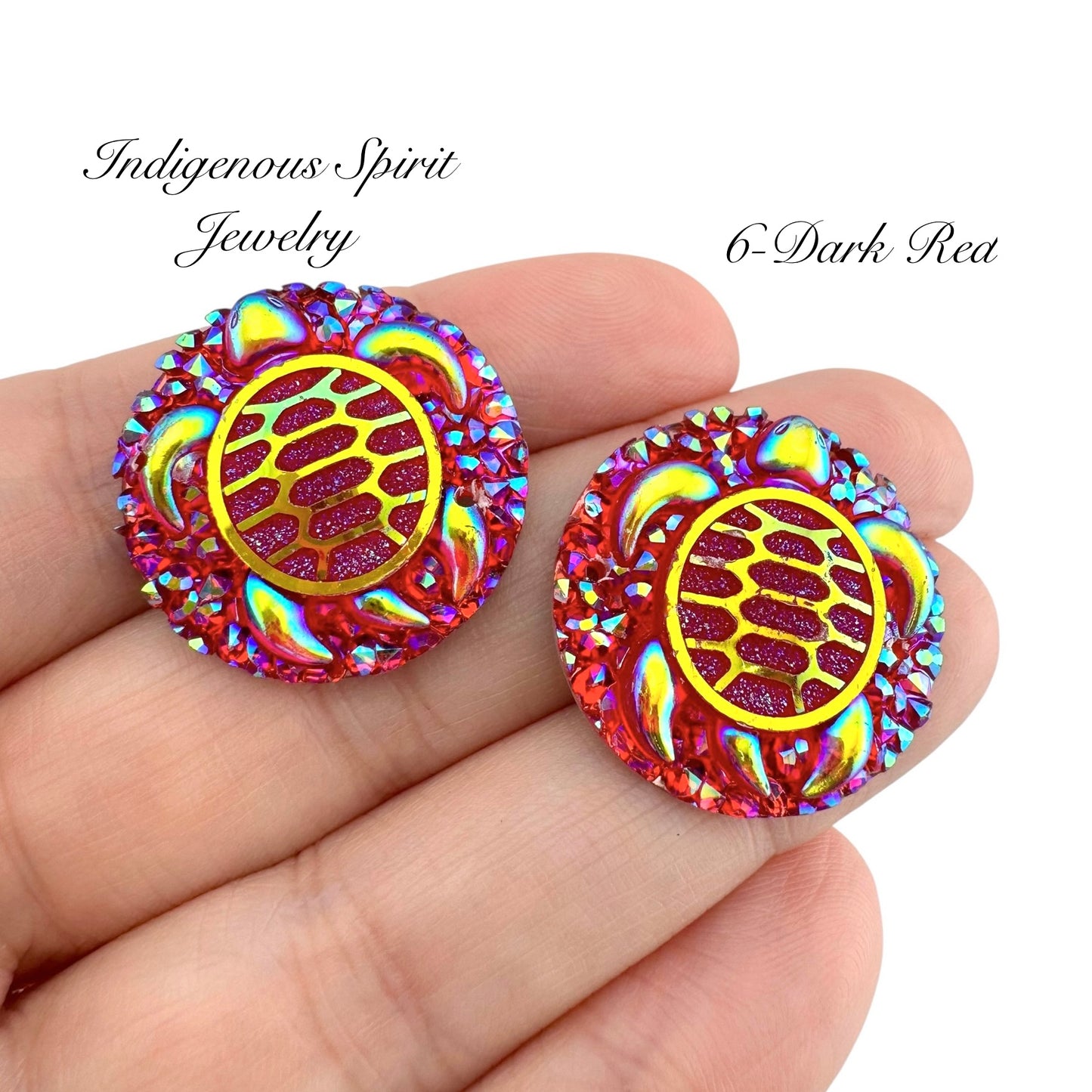 25mm Circle Turtle Resin Cabochons - Sew-on