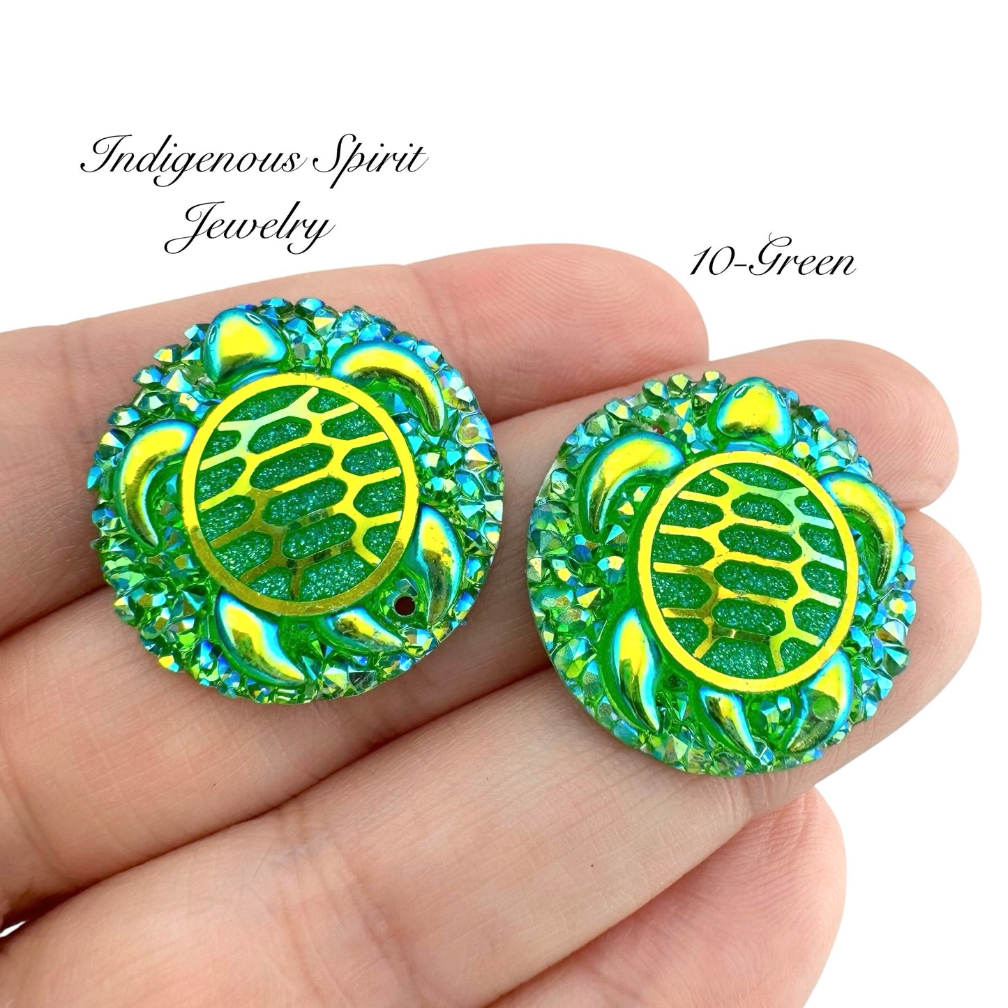 25mm Circle Turtle Resin Cabochons - Sew-on