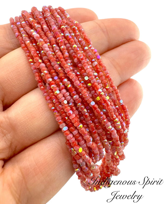 Patina Neon Red Opal AB - Sheen Charlotte Cut Beads (11/0)