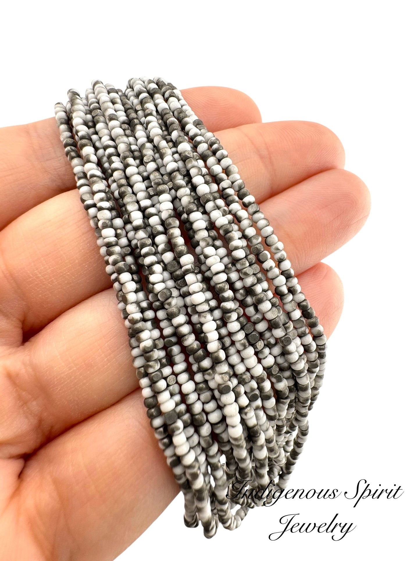Patina Chalk White Gunmetal - Sheen 2 Cut Charlotte Cut Beads (11/0)