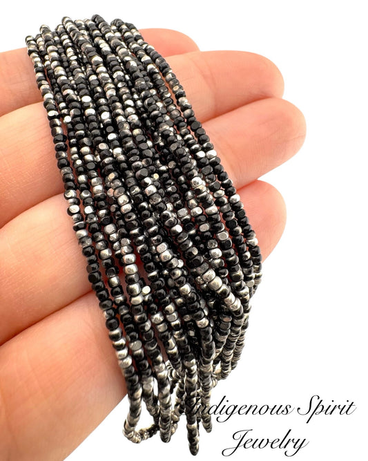 Patina Black Silver - Sheen 2 Cut Charlotte Cut Beads (11/0)