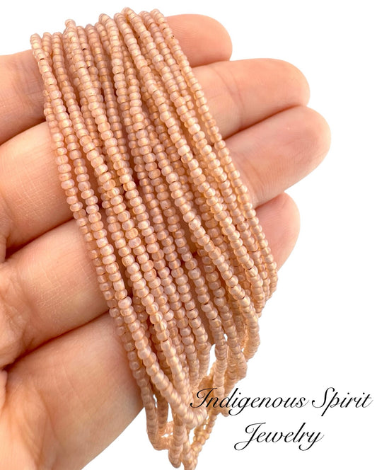 White Opal Rose Gold Lined - Sheen 2 Cut Charlotte Cut Beads